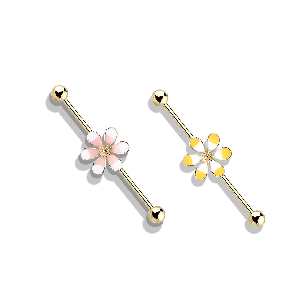 Petal Bloom Industrial Barbell 14g