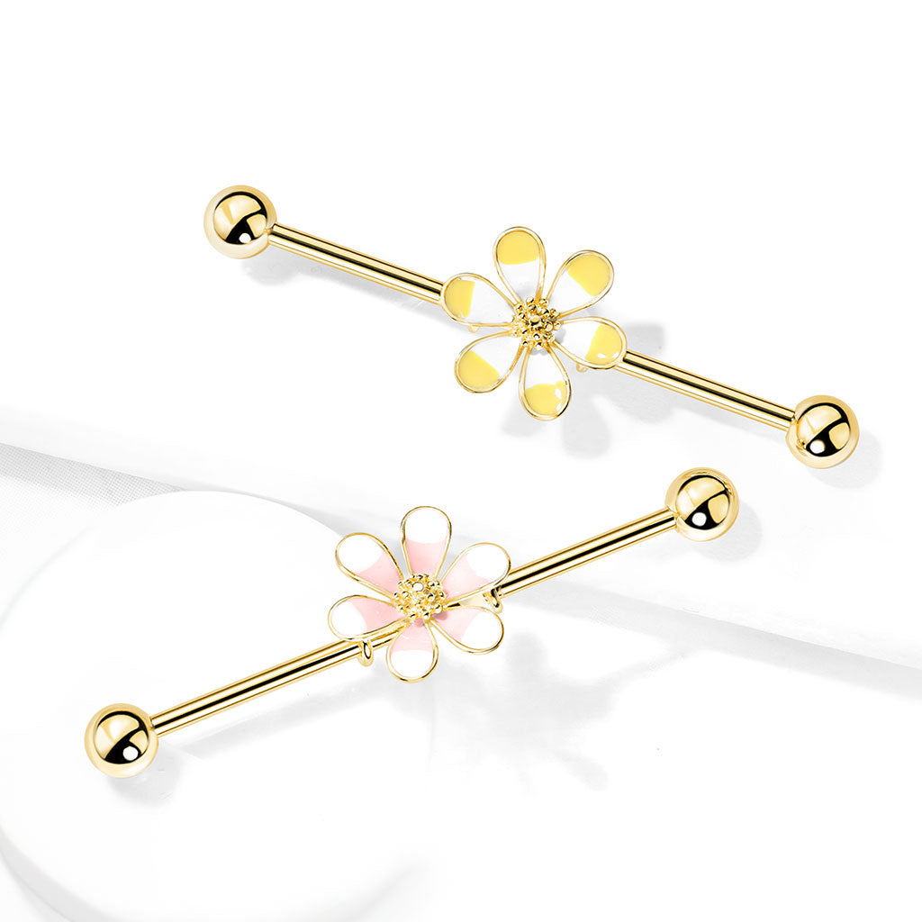 Petal Bloom Industrial Barbell 14g