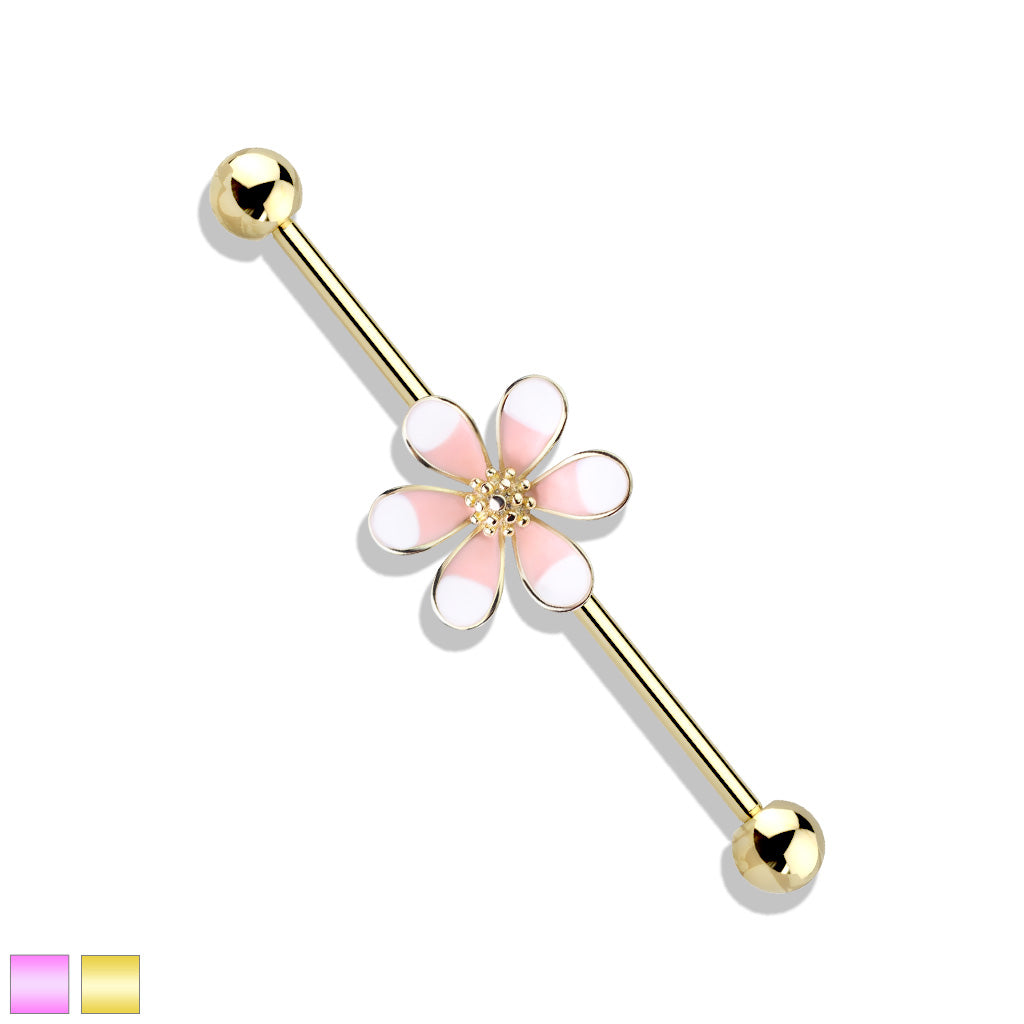 Petal Bloom Industrial Barbell 14g