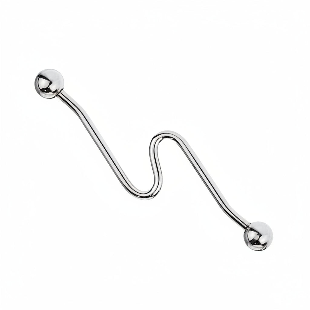 Premium Curved Zigzag Industrial Barbell 14g