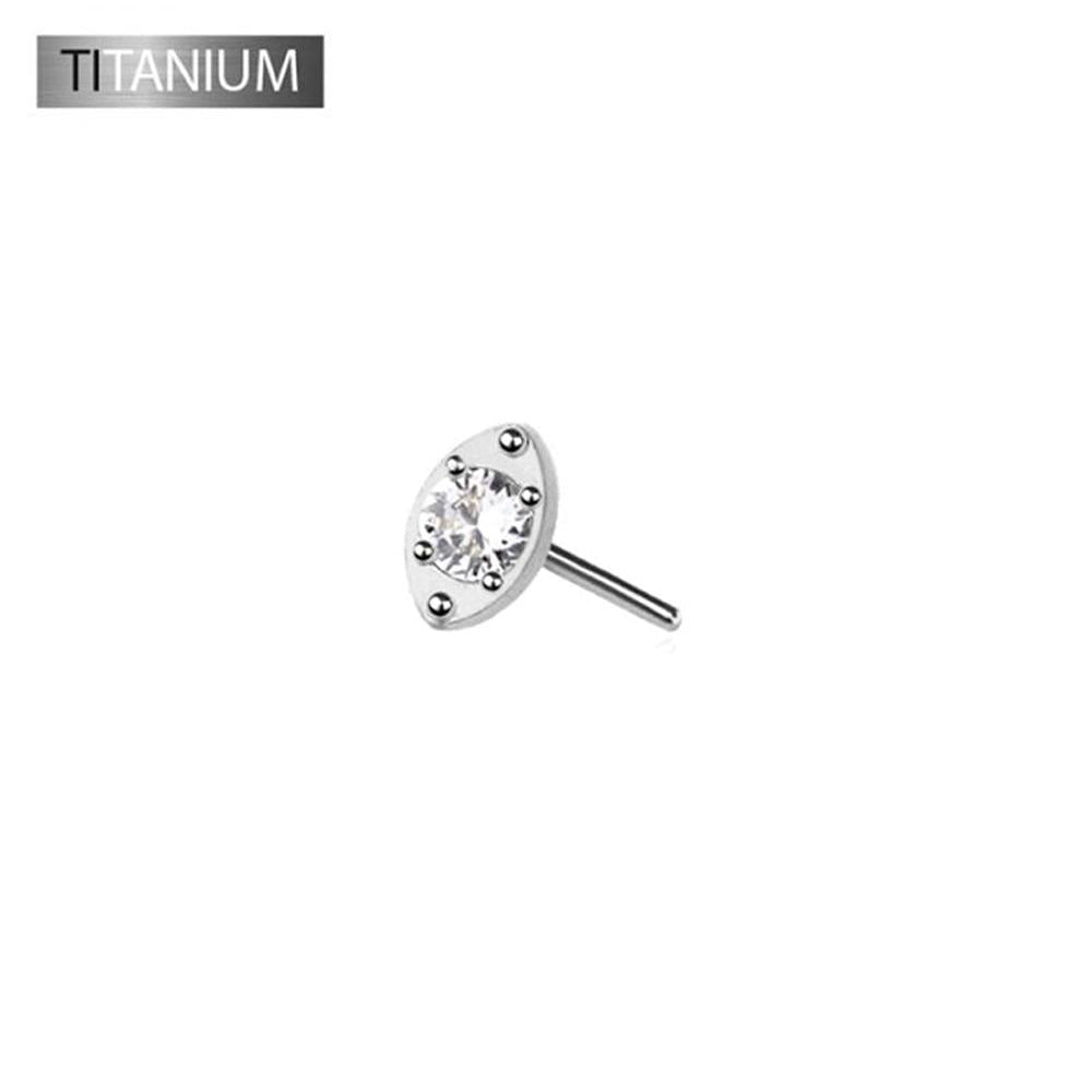 Premium G23 Titanium Oval + Round Gem Threadless Top