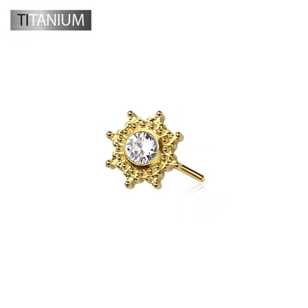 Premium G23 Titanium Luxe Crystal Starburst Threadless Top