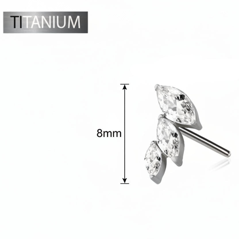Premium G23 Titanium Curved Marquise Luxe Threadless Top