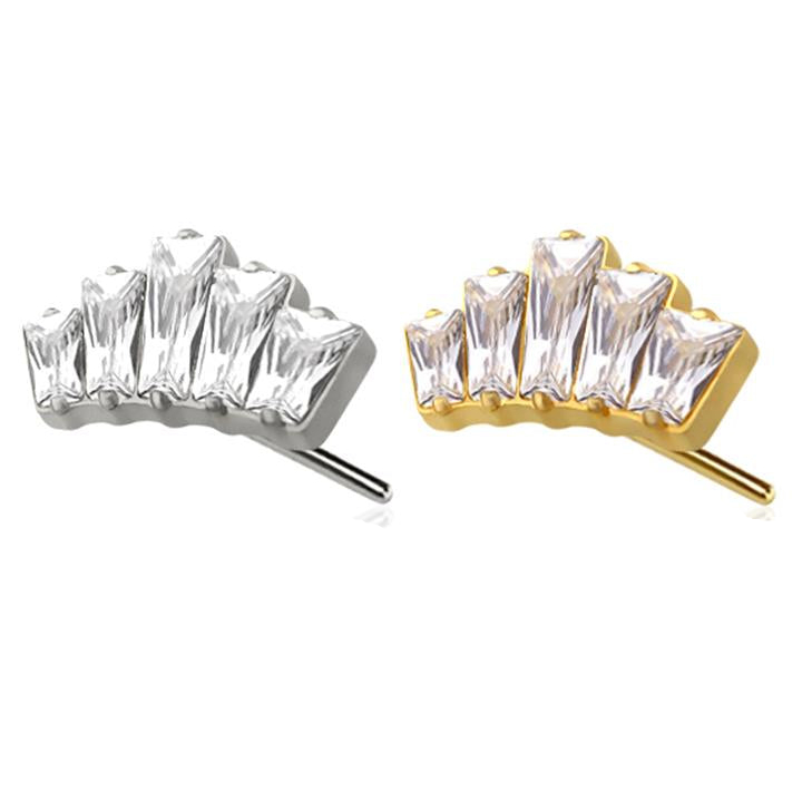 Premium G23 Titanium Baguette-Cut Crown Luxe Threadless Top