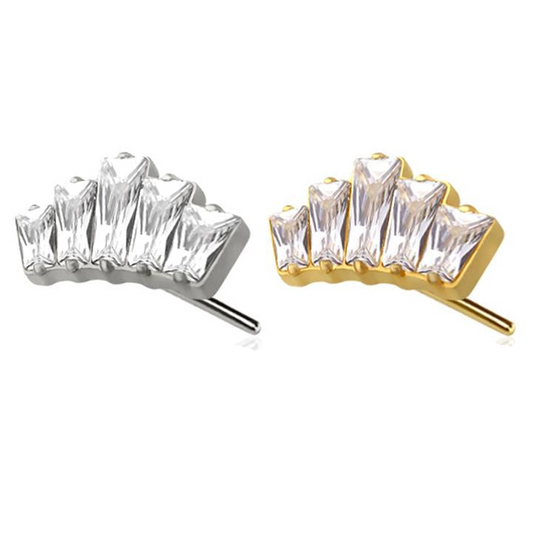 Premium G23 Titanium Baguette-Cut Crown Luxe Threadless Top