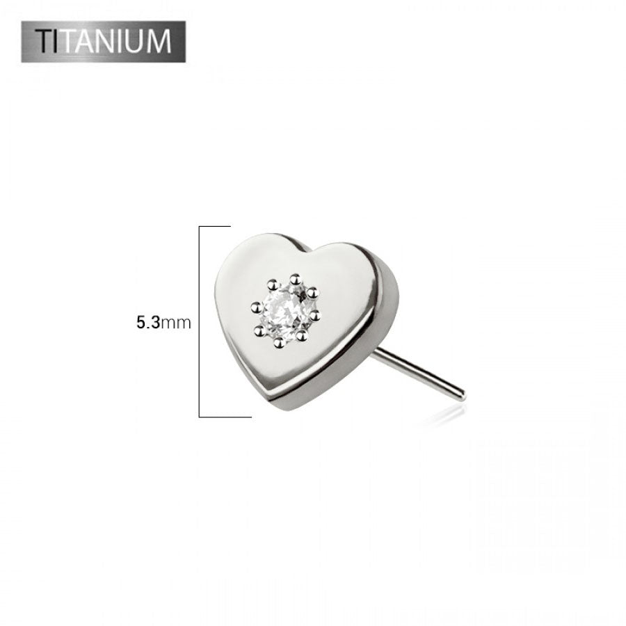 Premium G23 Titanium Heart + Crystal Fancy Threadless Top