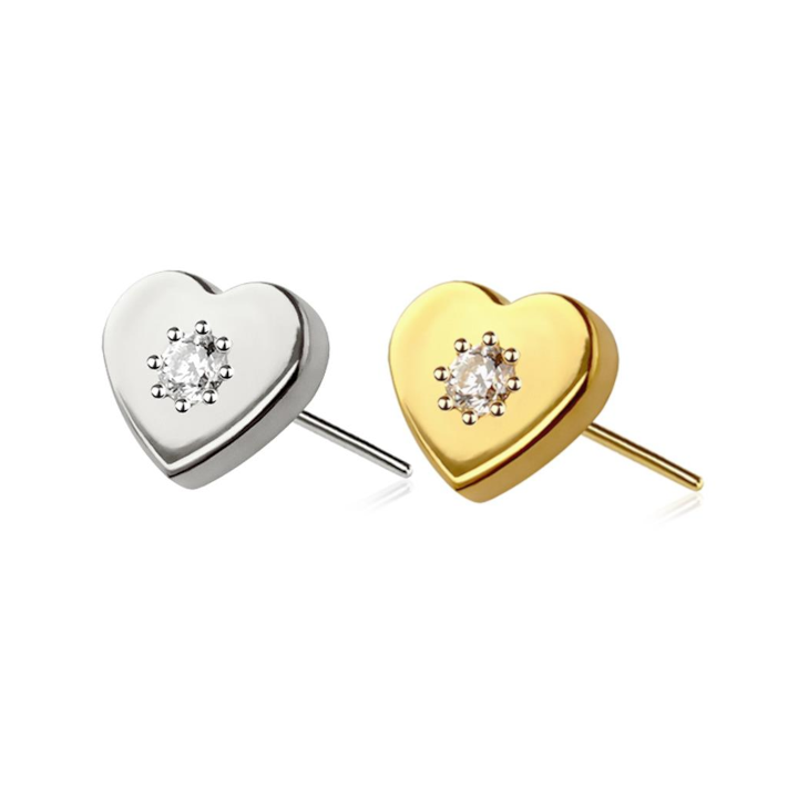 Premium G23 Titanium Heart + Crystal Fancy Threadless Top