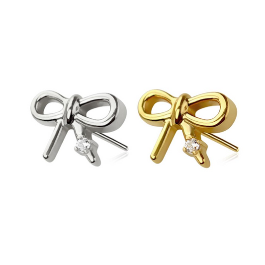 Premium G23 Titanium Luxe Bow + Crystal Threadless Top