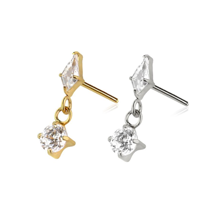Premium G23 Titanium Luxe Rhombus Claw-Set Dangle Threadless Top