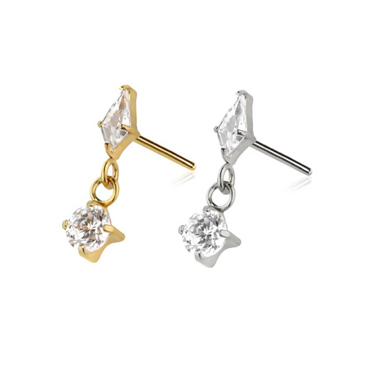 Premium G23 Titanium Luxe Rhombus Claw-Set Dangle Threadless Top