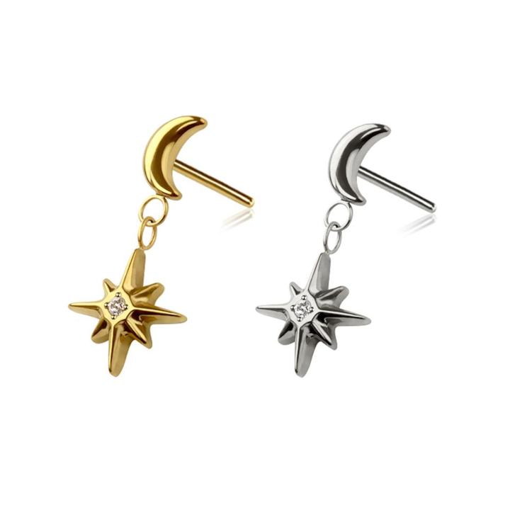 Premium G23 Titanium Luxe Moonlit Starfall Dangle Threadless Top
