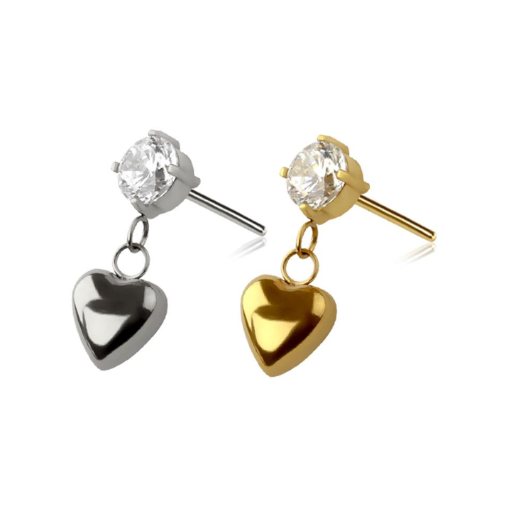 Premium G23 Titanium Luxe Heart Claw-Set Dangle Threadless Top