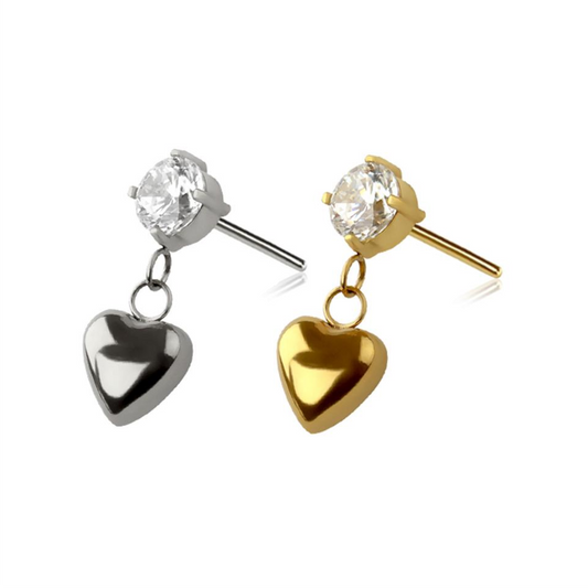 Premium G23 Titanium Luxe Heart Claw-Set Dangle Threadless Top