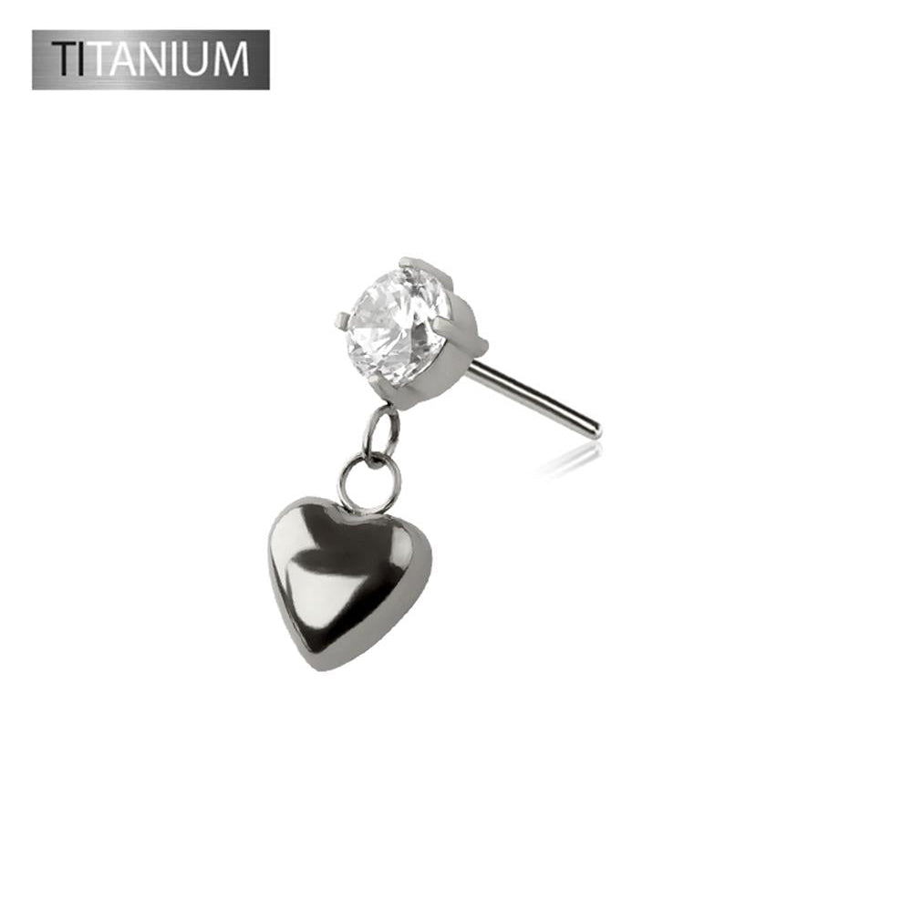 Premium G23 Titanium Heart Claw-Set Dangle Threadless Top