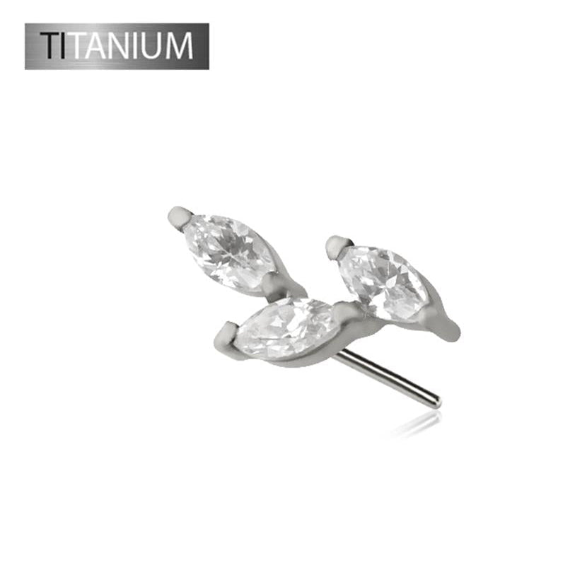 Premium G23 Titanium Three Leaves Luxe Threadless Top