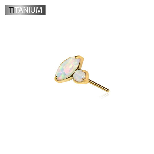 Premium G23 Titanium Opal Duet Oval + Circle Threadless Top