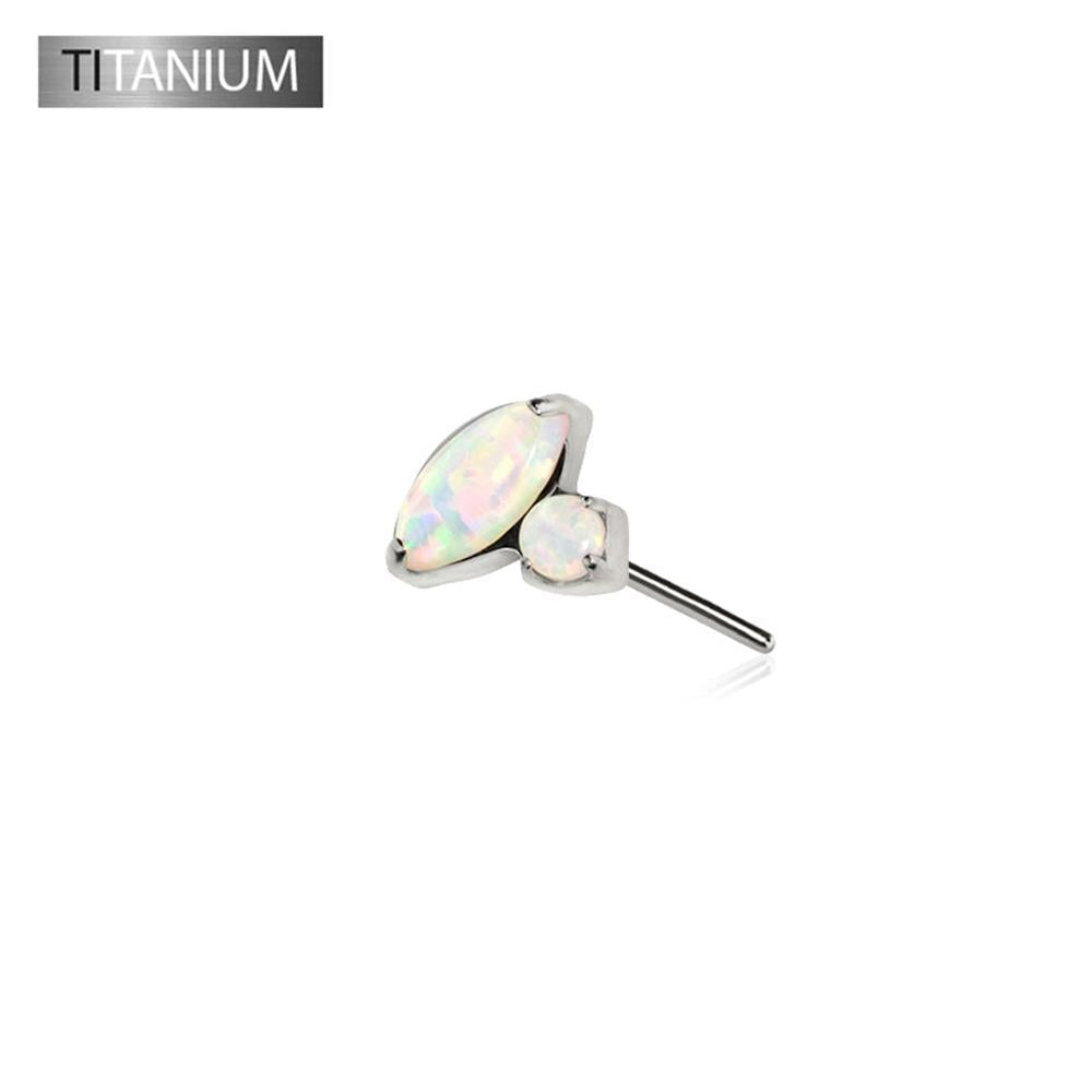 Premium G23 Titanium Opal Duet Oval + Circle Threadless Top