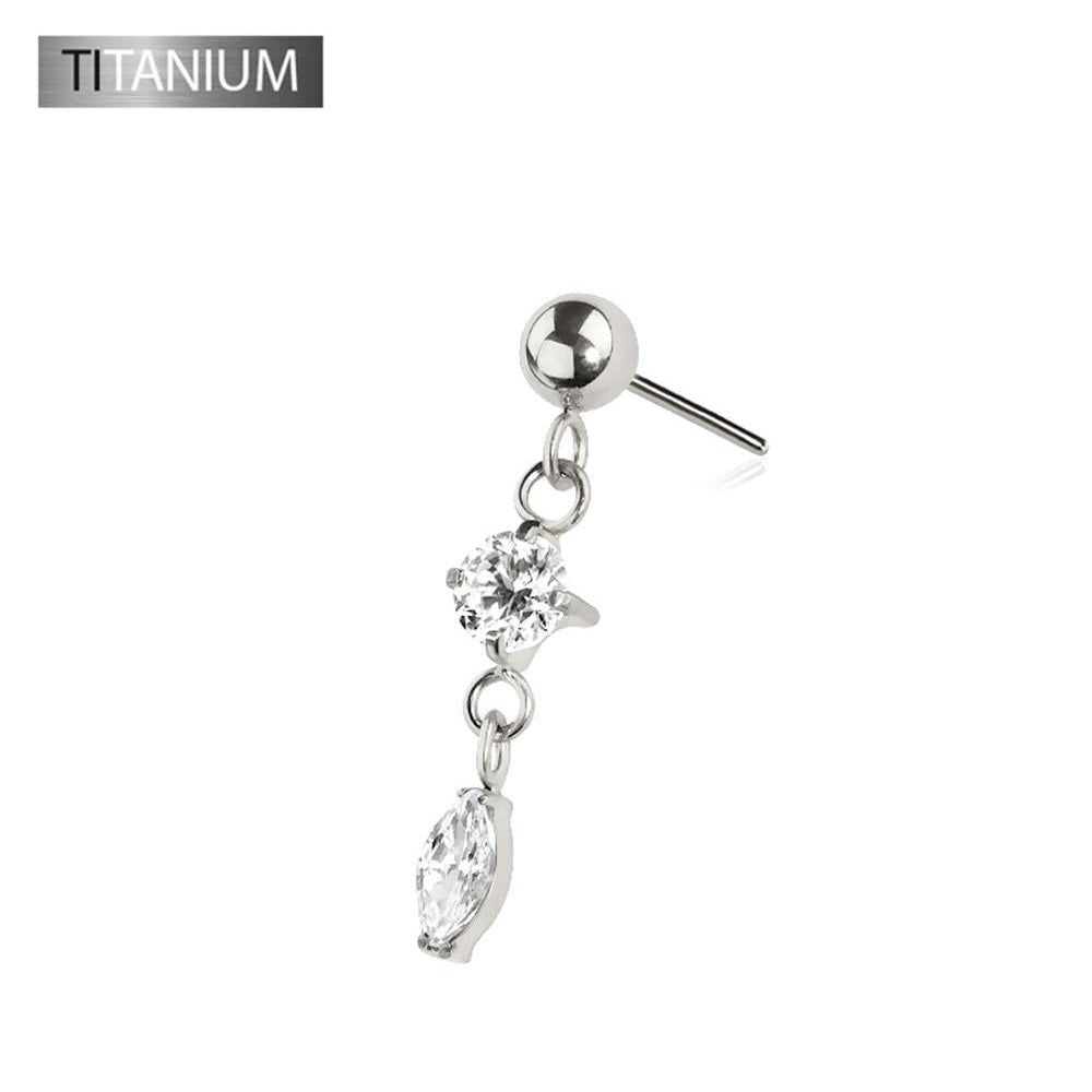 Premium G23 Titanium Claw-Set Circle + Marquise Dangle Threadless Top