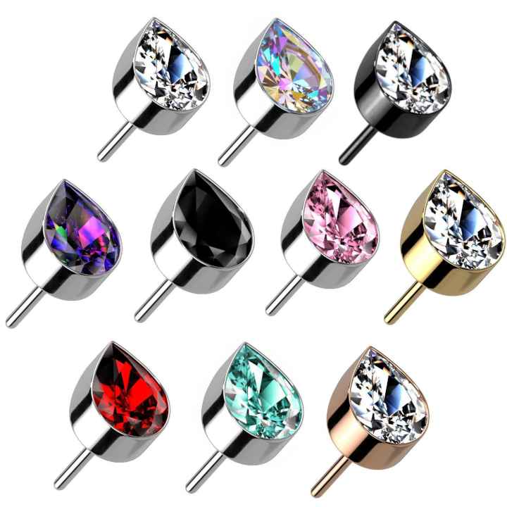 Premium G23 Titanium Crystal Teardrop Luxe Threadless Top