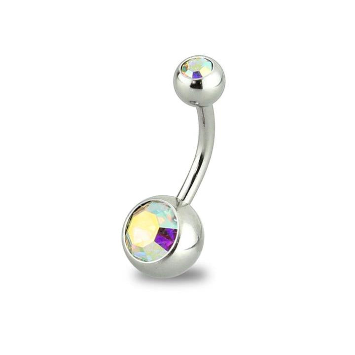 Surgical Steel Crystal Belly Barbell 14g