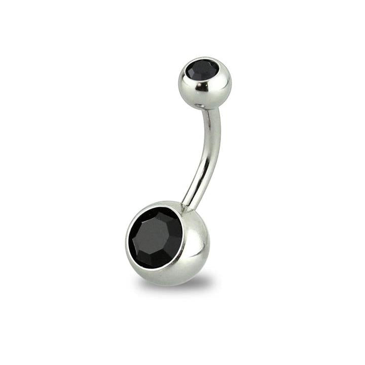 Surgical Steel Crystal Belly Barbell 14g