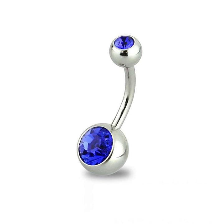 Surgical Steel Crystal Belly Barbell 14g