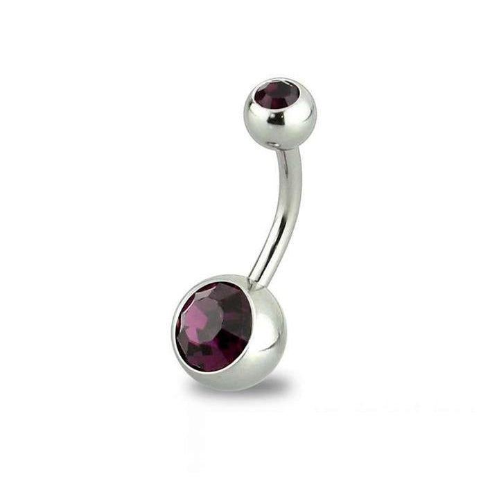 Surgical Steel Crystal Belly Barbell 14g