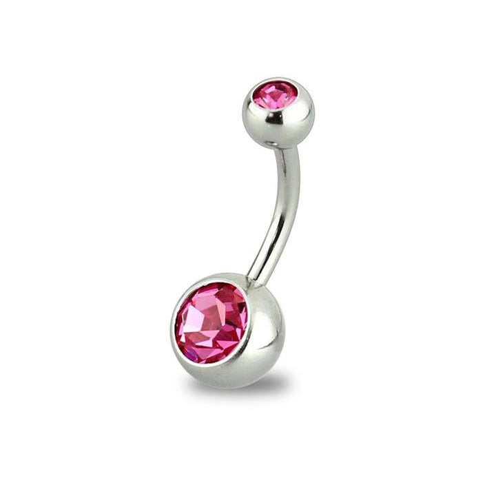 Surgical Steel Crystal Belly Barbell 14g