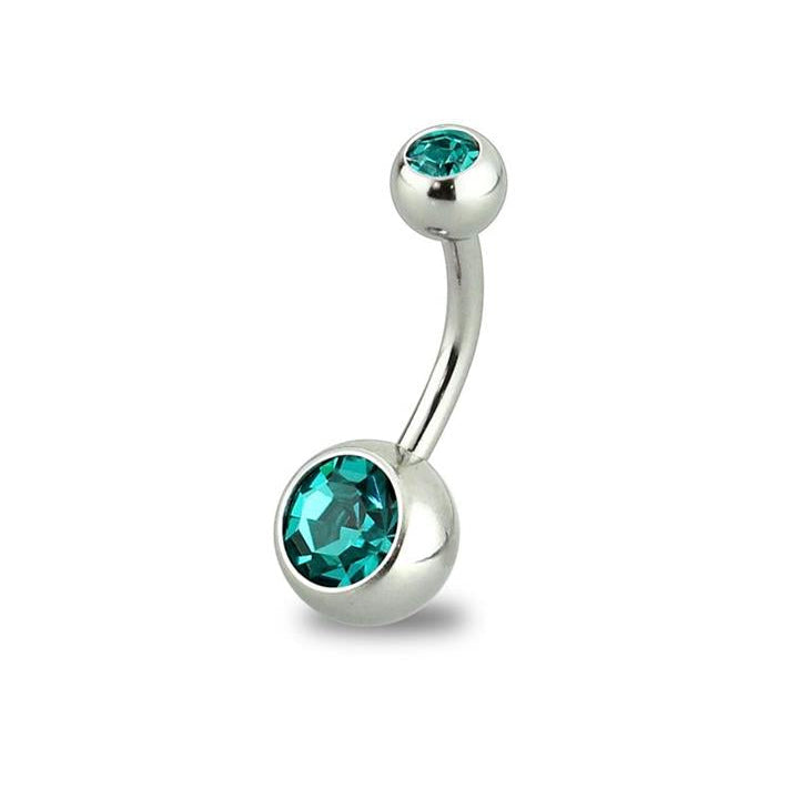 Surgical Steel Crystal Belly Barbell 14g