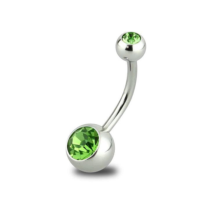 Surgical Steel Crystal Belly Barbell 14g