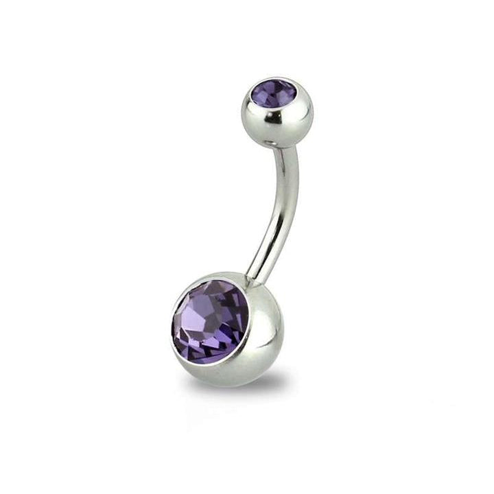 Surgical Steel Crystal Belly Barbell 14g