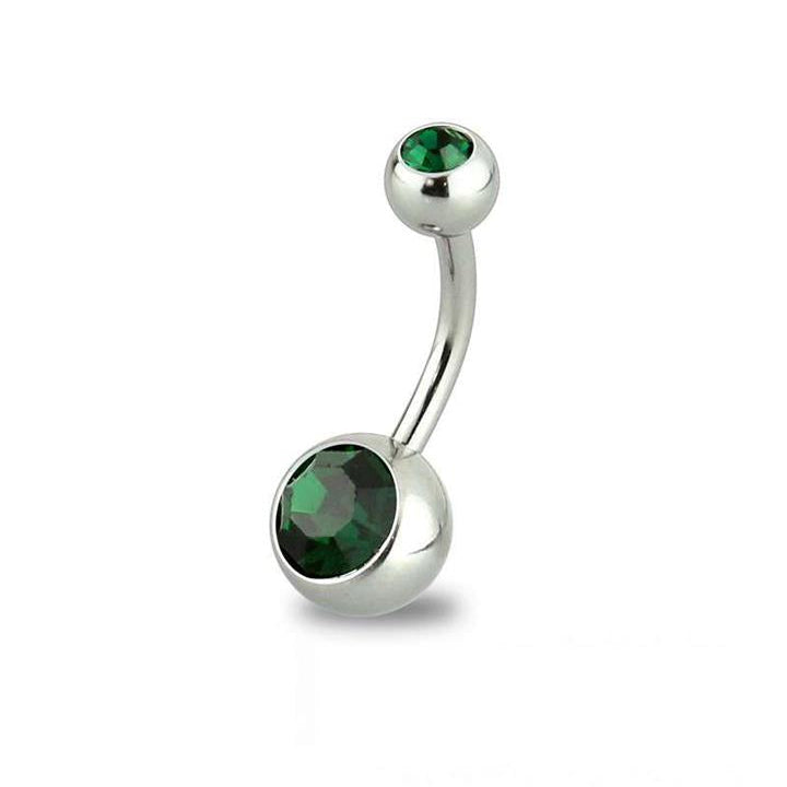 Surgical Steel Crystal Belly Barbell 14g