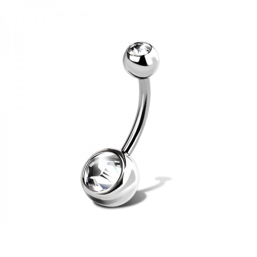 Surgical Steel Crystal Navel Barbell 14g