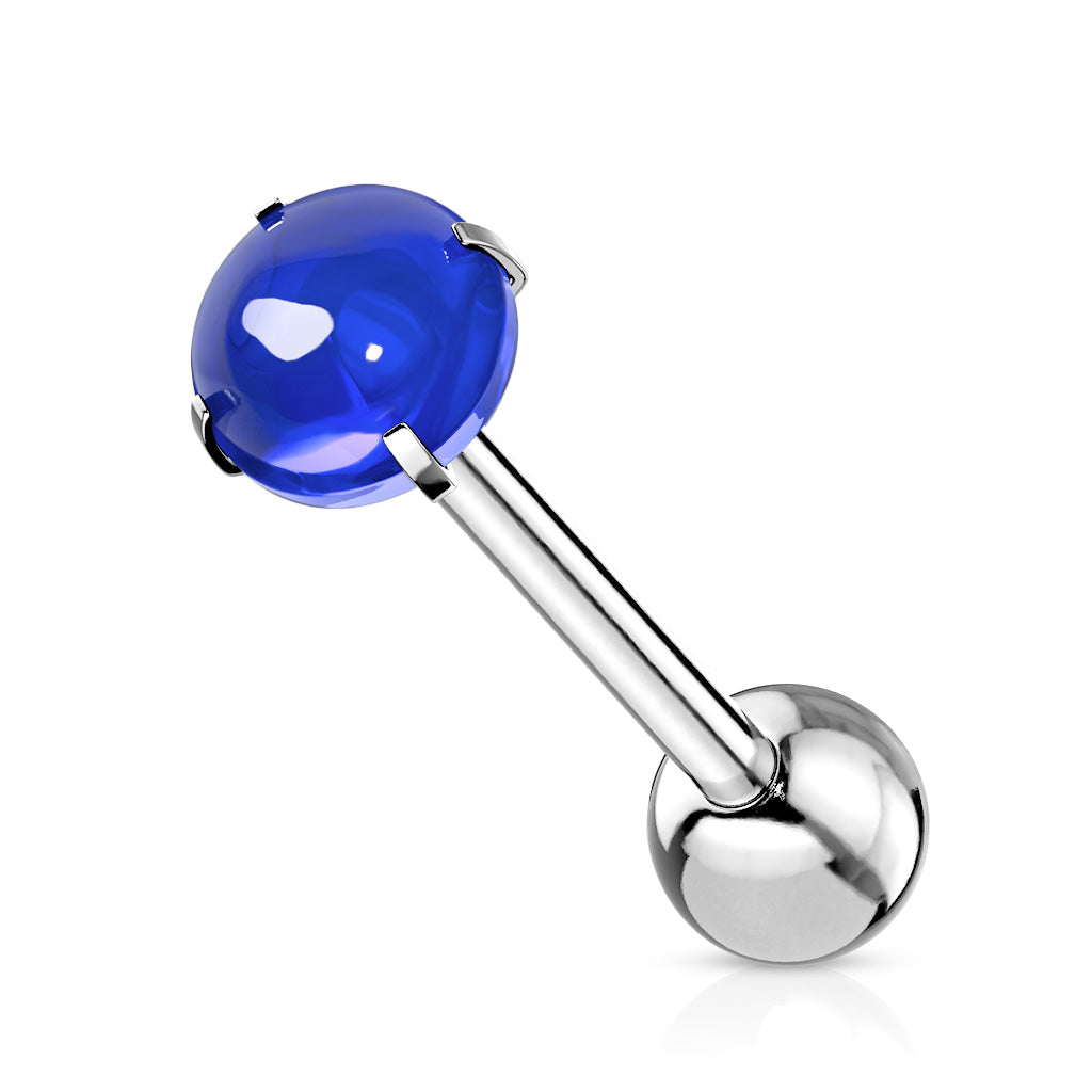 Premium Cabochon Crystal Claw-Set Tongue Barbell 14g