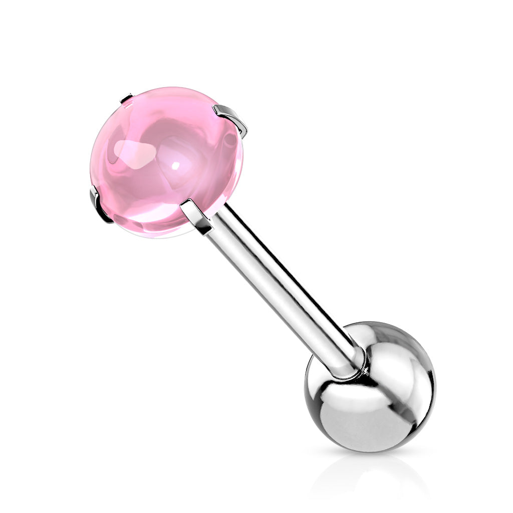 Premium Cabochon Crystal Claw-Set Tongue Barbell 14g