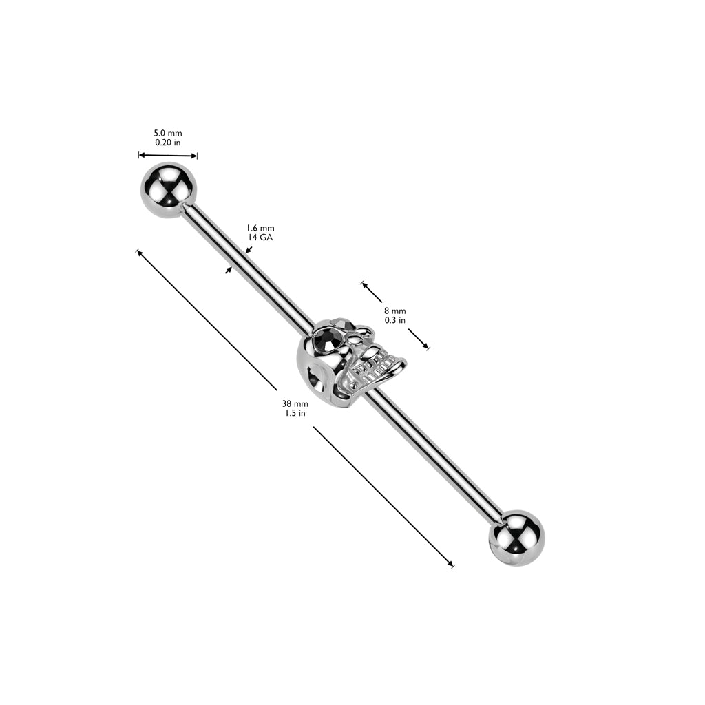 Ruby Eyed Skull Industrial Barbell 14g