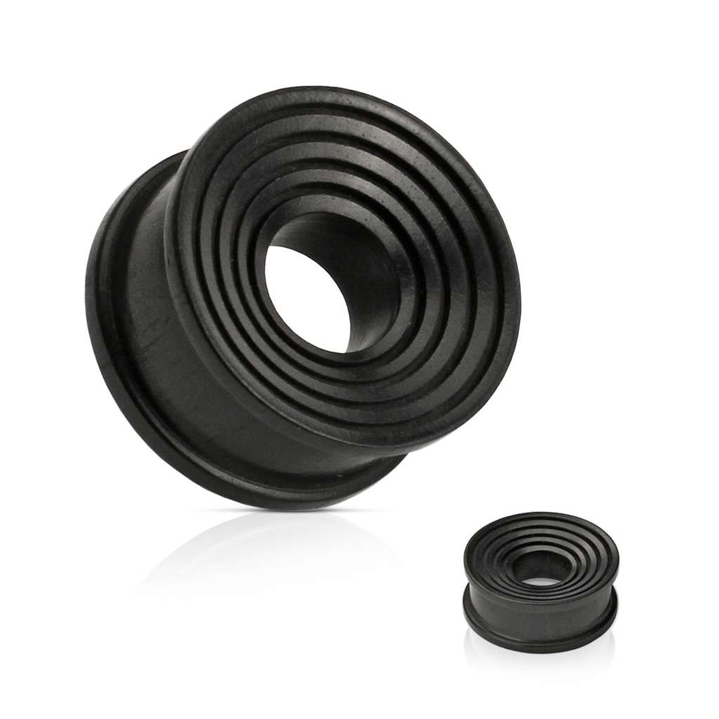 Black Areng Wood - Concave Double Flat Flare Tunnel 2, 0, 00, 1-2, 9-16, 5-8, 3-4, 7-8, 1