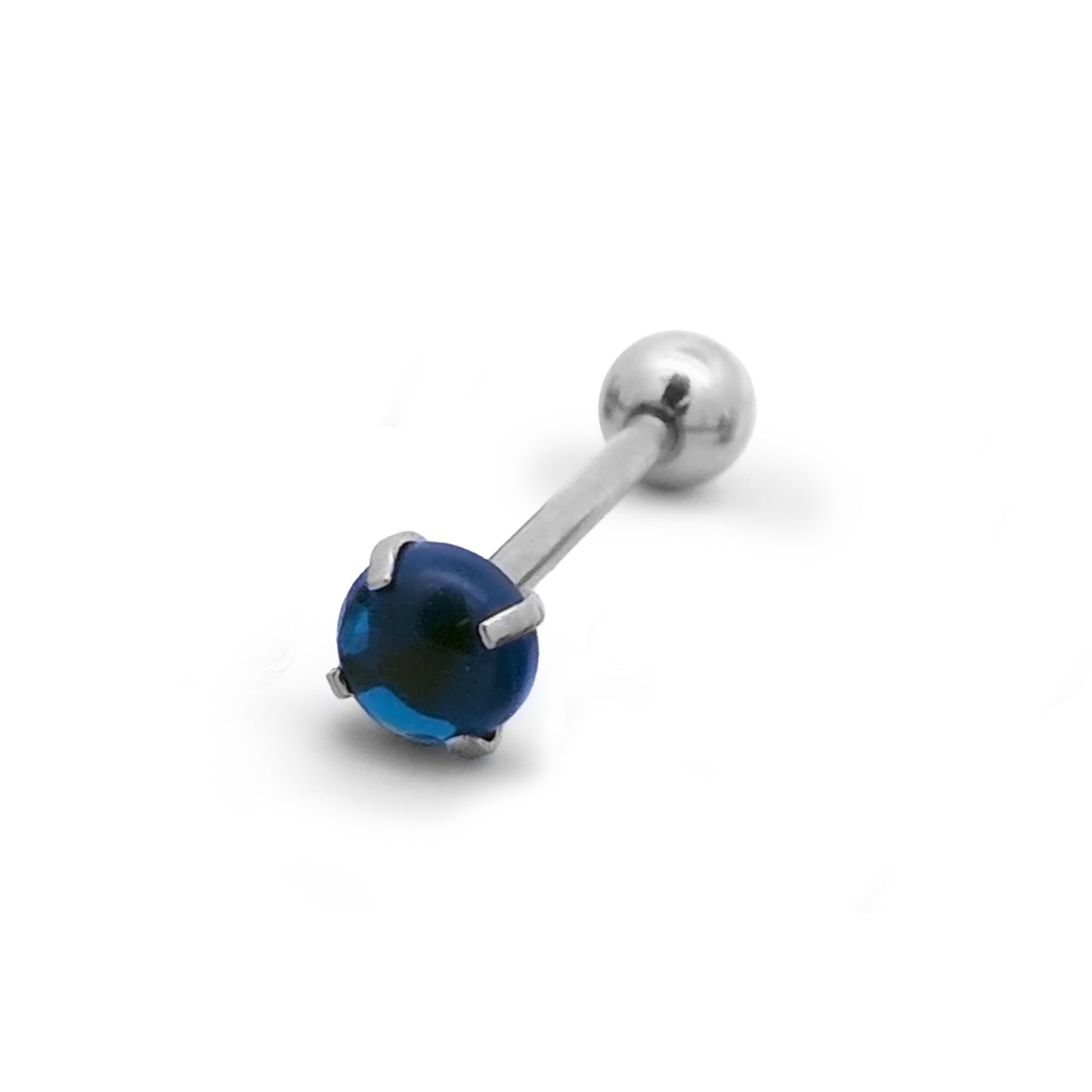 Premium Dome Crystal Claw-set Tongue Barbell 14g