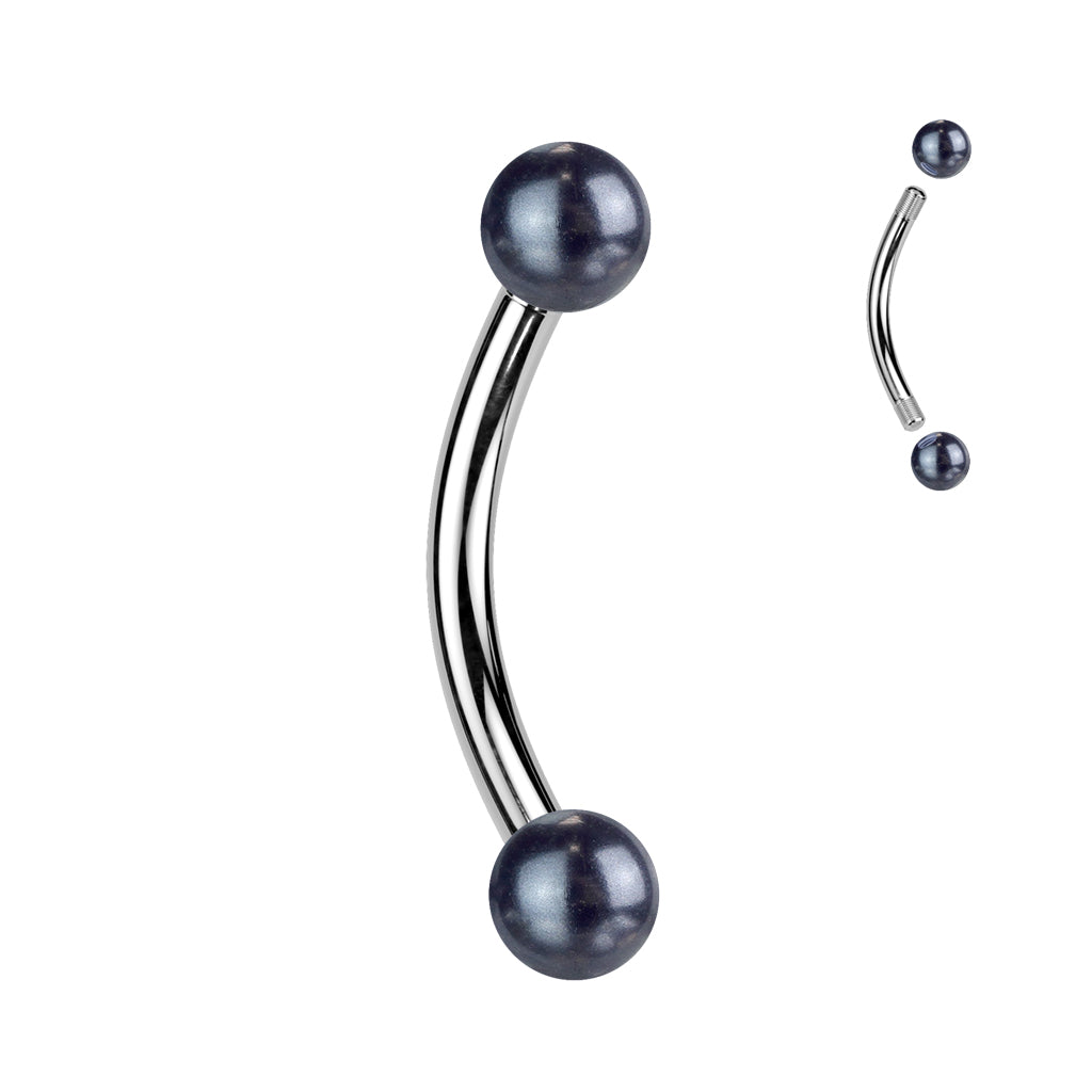 Pearlescent Lucite Curved Barbell Externally Threaded 16g