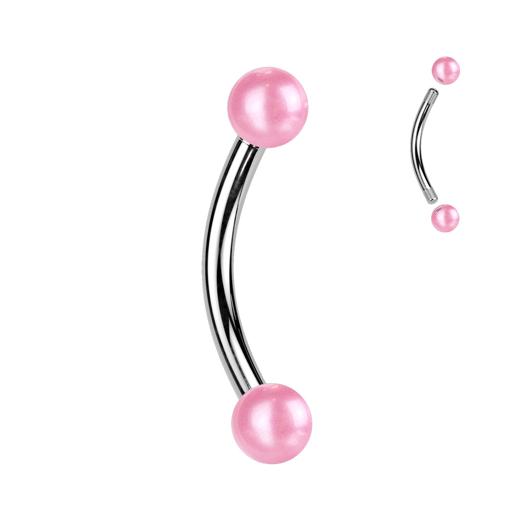Pearlescent Lucite Curved Barbell Externally Threaded 16g