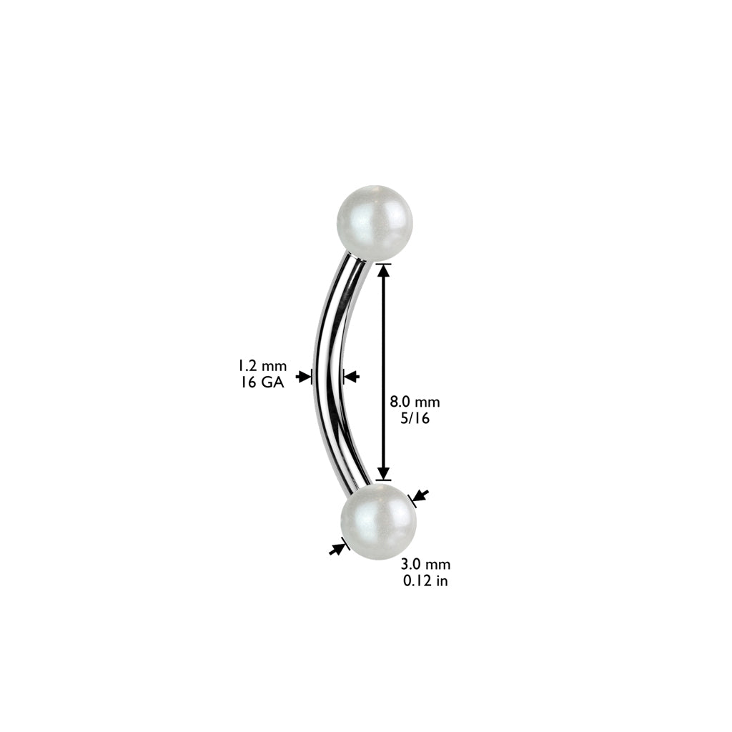 Pearlescent Lucite Curved Barbell Externally Threaded 16g