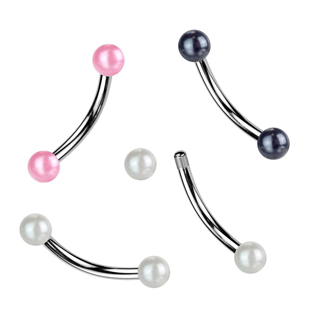 Pearlescent Lucite Curved Barbell Externally Threaded 16g