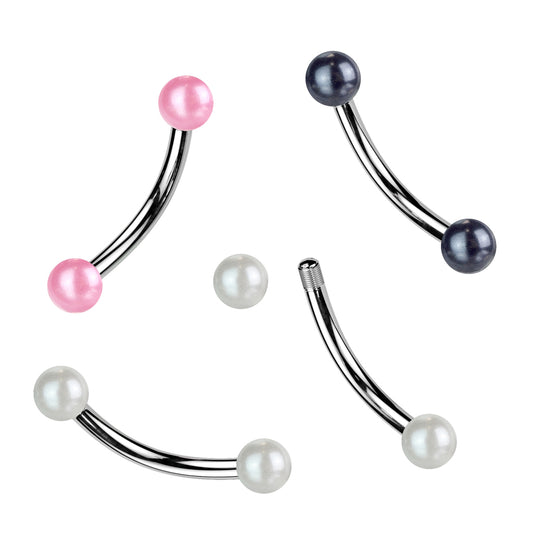 Pearlescent Lucite Curved Barbell Externally Threaded 16g