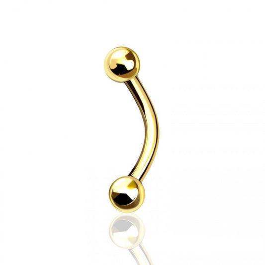 Gold PVD Externally Threaded Curved Barbell 20g - 14g