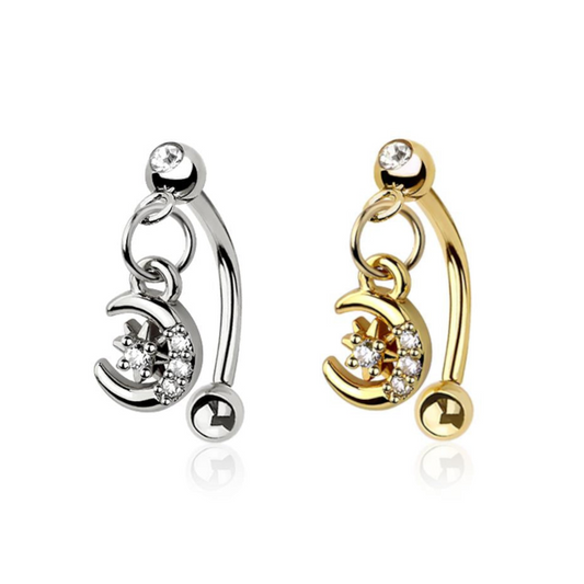 Lunar Starfall Dangle Curved Barbell 16g