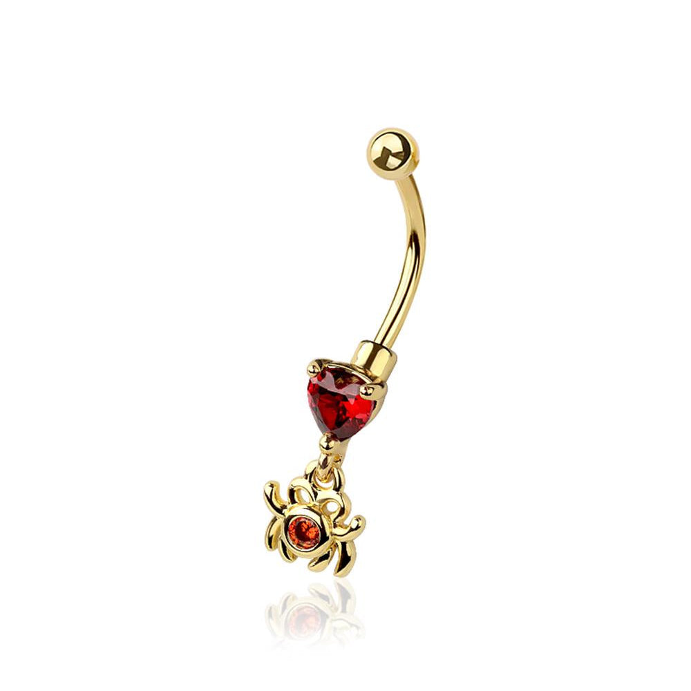 Red Heart + Spider Dangle Curved Barbell 16g