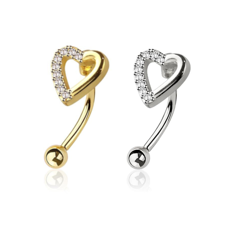 Radiant Crystal Heart Curved Barbell 16g