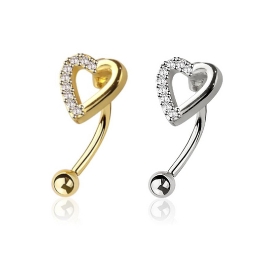 Radiant Crystal Heart Curved Barbell 16g