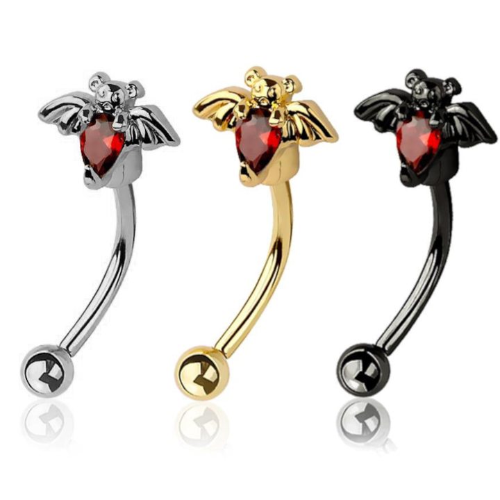 Night Flight Crystal Claw-Set Curved Barbell 16g