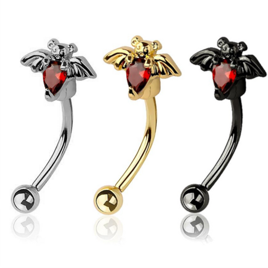 Night Flight Crystal Claw-Set Curved Barbell 16g